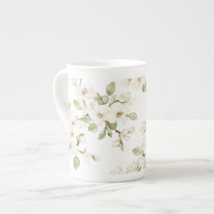Caneca De Porcelana Linda Árvore Florindo em Creme