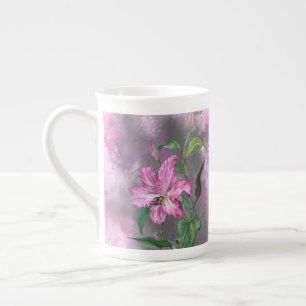 Caneca De Porcelana Linda pintura roxa de flor roxa pintada de flor mi