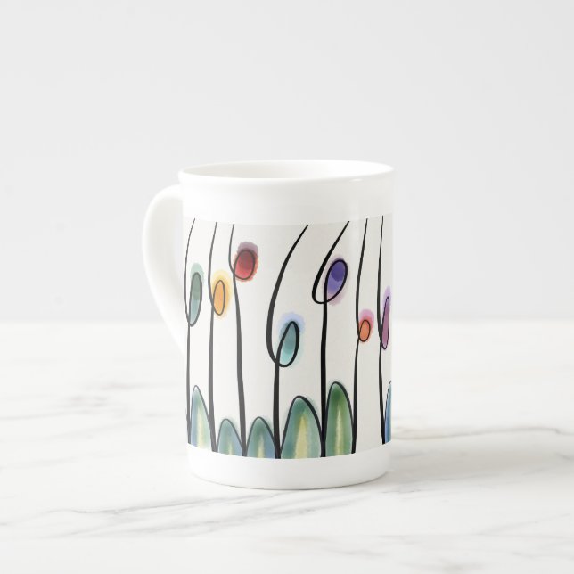 Caneca De Porcelana Lindas flores de tulipa de arte brilhante (Frente Esquerda)