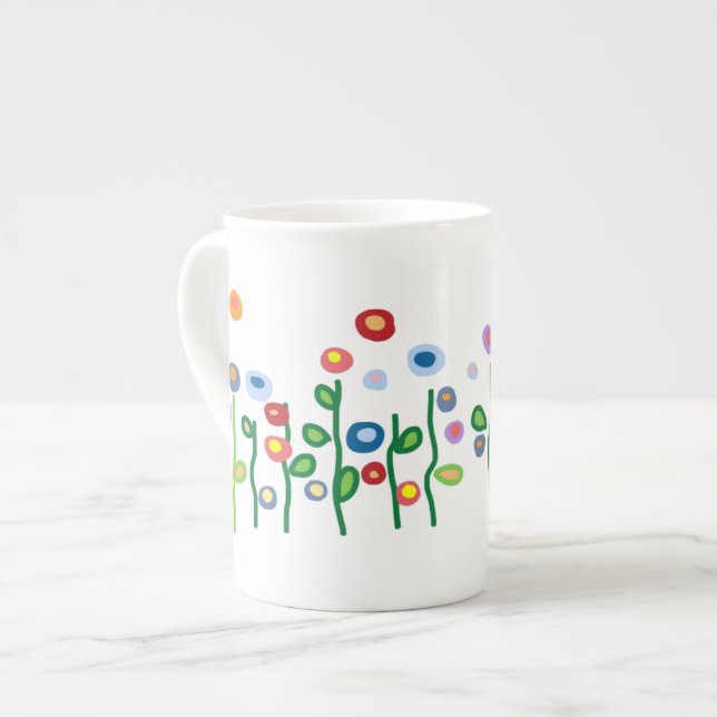 Caneca De Porcelana Lindas joias, flores brilhantes de arte (Frente Esquerda)