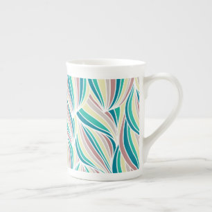 Caneca De Porcelana Linhas Coloridas Vibrações Vintage Arte Abstrata B