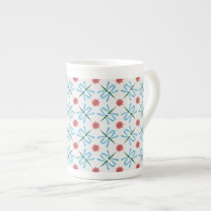 Caneca De Porcelana Lírios de água rosa e libélulas Ósseas - China Mug
