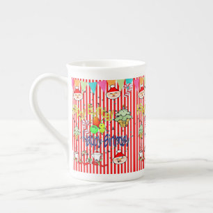 Caneca De Porcelana Listra Feliz Aniversário Feliz Natal