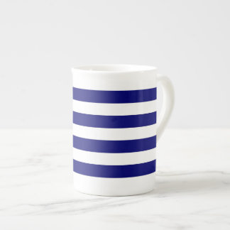 Caneca De Porcelana Listras azuis e brancas náuticas