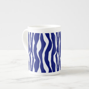 Caneca De Porcelana Listras da zebra - azuis cobaltos e branco escuros