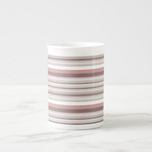 Caneca De Porcelana Listras marrons brancas fofas