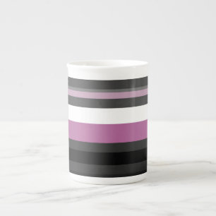 Caneca De Porcelana Listras Pretas, Cinzas e Brancas