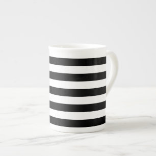 Caneca De Porcelana Listras preto e branco clássicas
