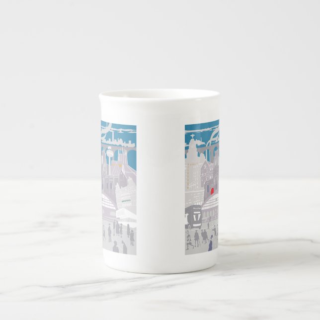 Caneca De Porcelana Liverpool UK Skyline Bone China Mug (Frente)