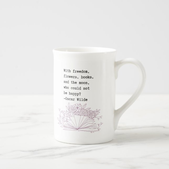 Caneca De Porcelana Livros e flores Oscar Wilde Coffee Mug (Direita)