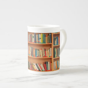 Caneca De Porcelana Livros em Segundo Plano