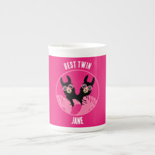 Caneca De Porcelana Llama Alpaca Twin Girl