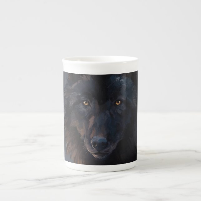 Caneca De Porcelana Lobo negro (Frente)