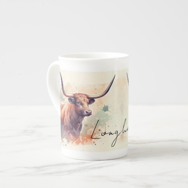 Caneca De Porcelana Longhorn Love Specialty Mug (Frente Esquerda)