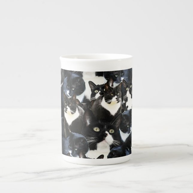 Caneca De Porcelana Loucura do gato do smoking (Frente)
