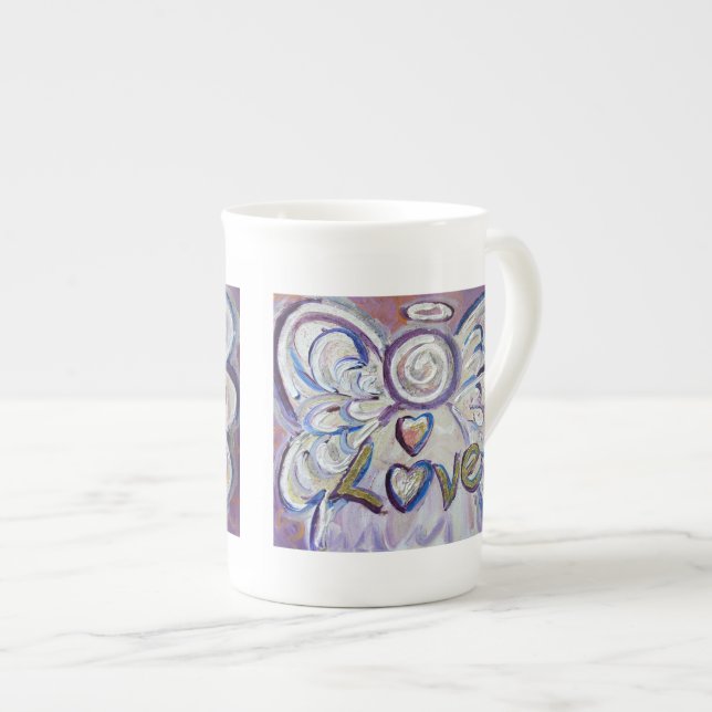 Caneca De Porcelana Love Angel Word Bone China Mug (Frente Esquerda)