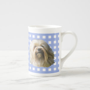 Caneca De Porcelana Lowchen no guingão azul