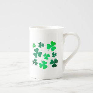 Caneca De Porcelana Lucky Green Clover Shamrock Irlanda