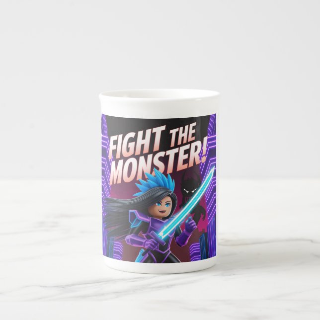 Caneca De Porcelana Lute contra o monstro  (Frente)
