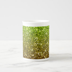 Caneca De Porcelana Luz cintilante - brilhos do ouro verde