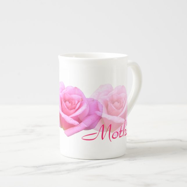 Caneca De Porcelana Luz da "mãe" - rosas cor-de-rosa (Frente Esquerda)