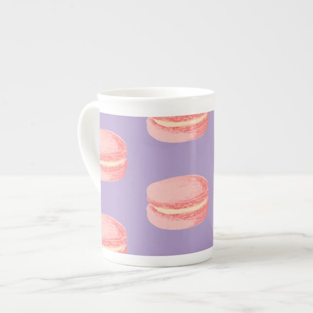 Caneca De Porcelana Macarons Rosa (Frente Esquerda)