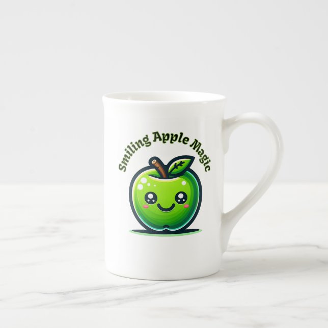 Caneca De Porcelana Mágica Apple Sorridente (Direita)