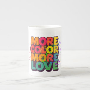 Caneca De Porcelana Mais Cor Mais Amor Design de Tipografia Divertida