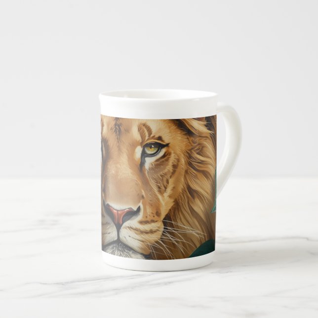 Caneca De Porcelana Majestic Lion Specialty Mug Powerful Wildlife Art  (Frente Esquerda)