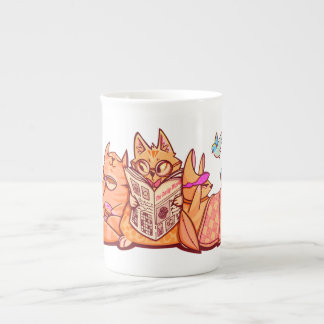 Caneca De Porcelana Manhã - Miau - Gato De Gato Bonito