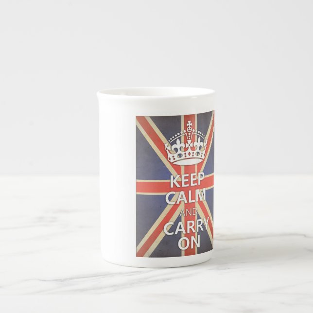 Caneca De Porcelana Mantenha calmo e continue Reino Unido Union Jack (Frente)