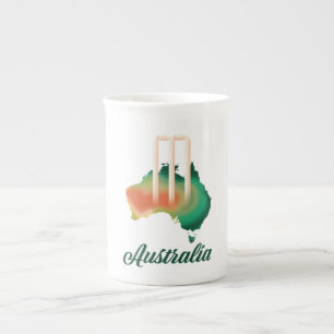 Caneca De Porcelana Mapa do críquete da Austrália.