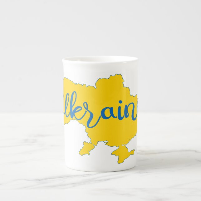 Caneca De Porcelana Mapa e cartazes ucranianos (Frente)