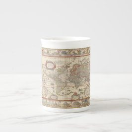 Caneca De Porcelana Mapa medieval do mundo inteiro (por Willem Blaeu)