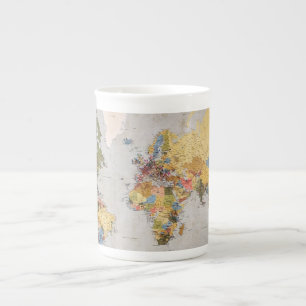 Caneca De Porcelana mapa mundial