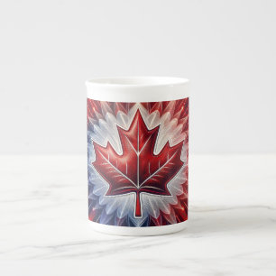 Caneca De Porcelana Maple Leaf Canadian Flag Fractal