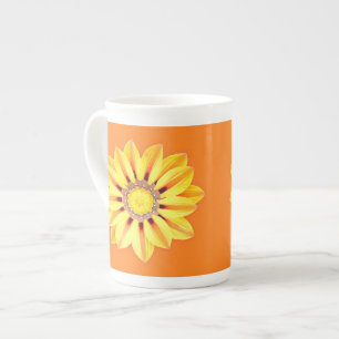 Caneca De Porcelana Margarida africana/Gazania - laranja e amarelo