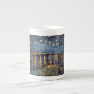 Caneca De Porcelana Margem do Rio Ródano Vista Noturna Estrelada
