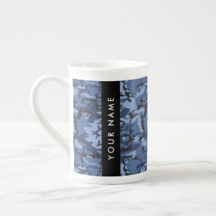 Caneca De Porcelana Marinho Camuflagem Azul Seu nome Personaliza