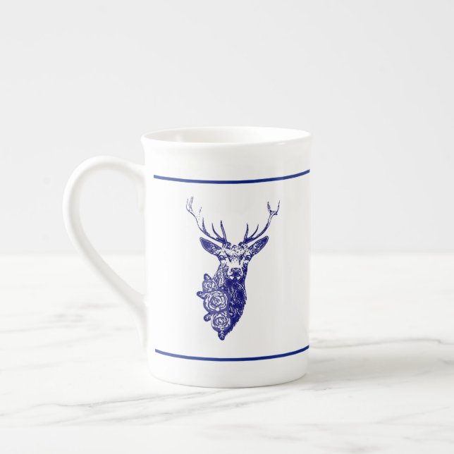 Caneca De Porcelana Marinho do Deer BOHO Buck & Buds (Esquerda)