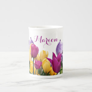 Caneca De Porcelana Marion personalizável: flores coloridas de primave