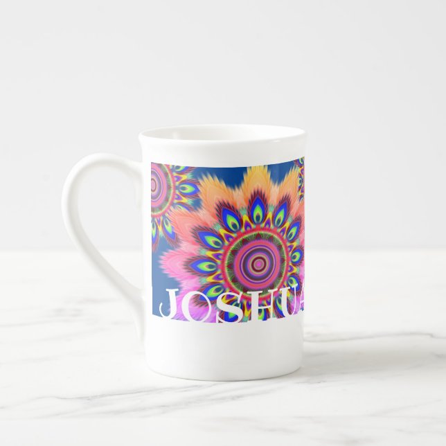 Caneca De Porcelana Mata de porcelana personalizada boho mandala (Esquerda)