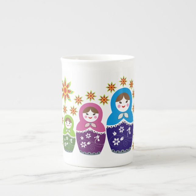 Caneca De Porcelana Matryoshka bonecas russas e girassóis personalizad (Frente)