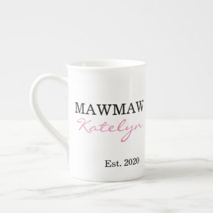 Caneca De Porcelana Mawmaw de Nome Personalizado Fofo Ano de Fundação