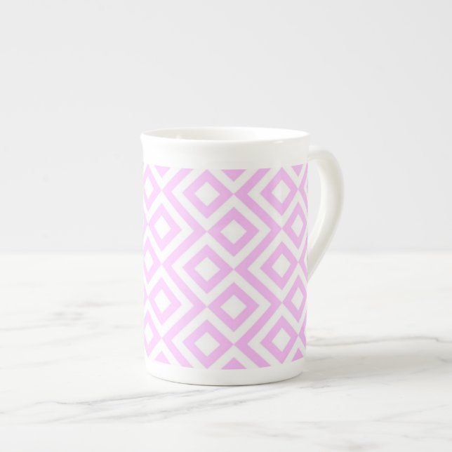 Caneca De Porcelana Meander rosa e branco (Frente Esquerda)