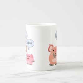 Caneca De Porcelana Médico e Doente da Porca de Cartoon em Bonito