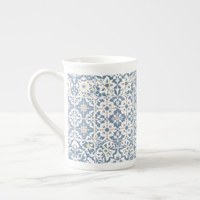 Caneca De Porcelana Mediterranean Tiles, Moroccan, Majolica, Azulejo (Esquerda)
