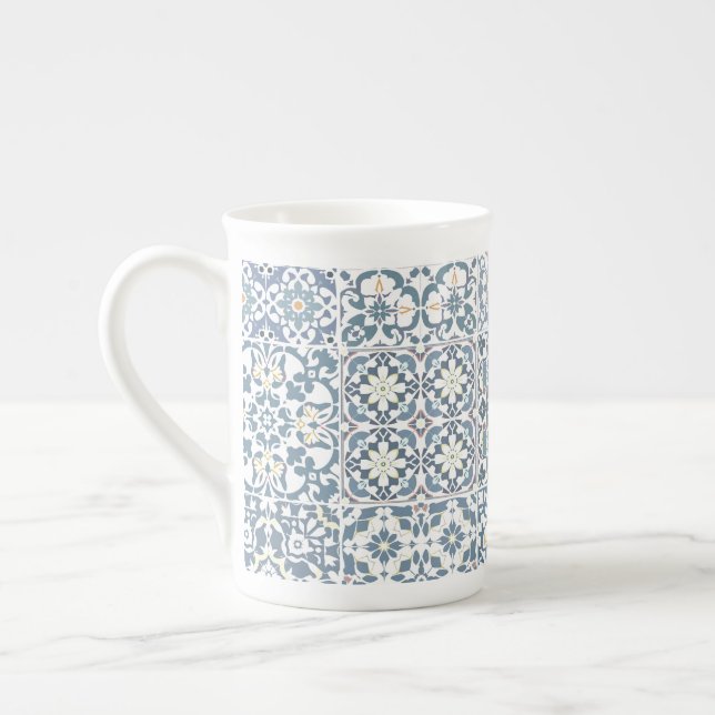 Caneca De Porcelana Mediterranean Tiles, Moroccan, Majolica, Azulejo (Esquerda)
