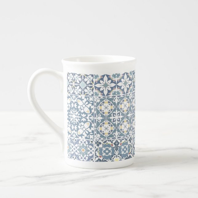 Caneca De Porcelana Mediterranean Tiles, Moroccan, Majolica, Azulejo (Esquerda)