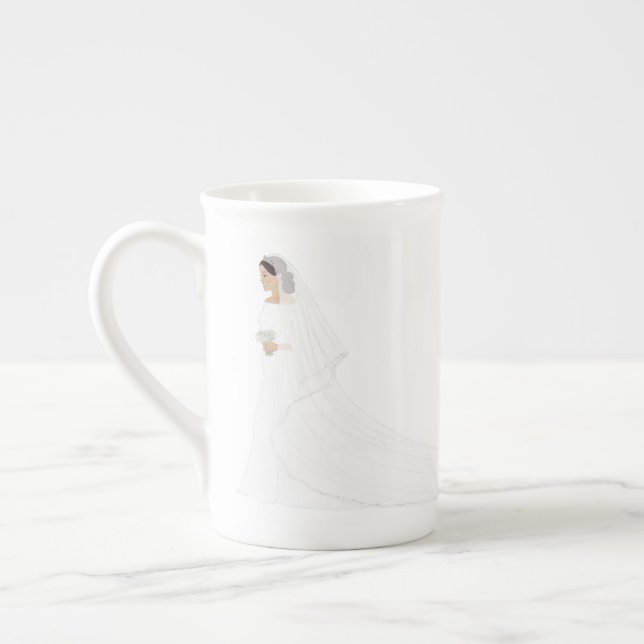 Caneca De Porcelana Meghan Markle Vestido Real Casamento Osso China Mu (Esquerda)